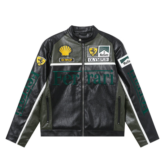 Ferrari OLYMPUS フェイクレザーレーシングジャケット グリーン