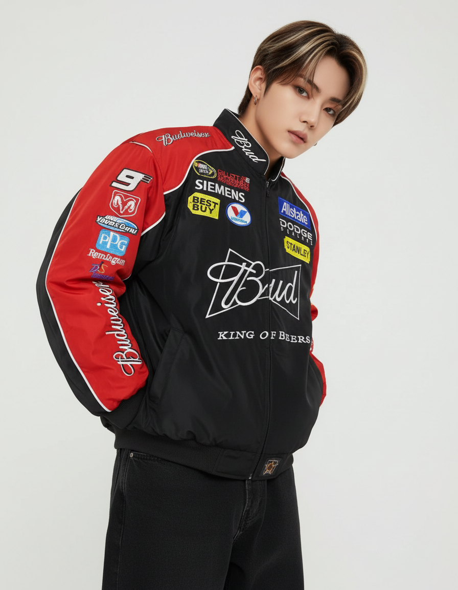 Budweiser NASCAR レーシングジャケット ブラック – 300km/h Club