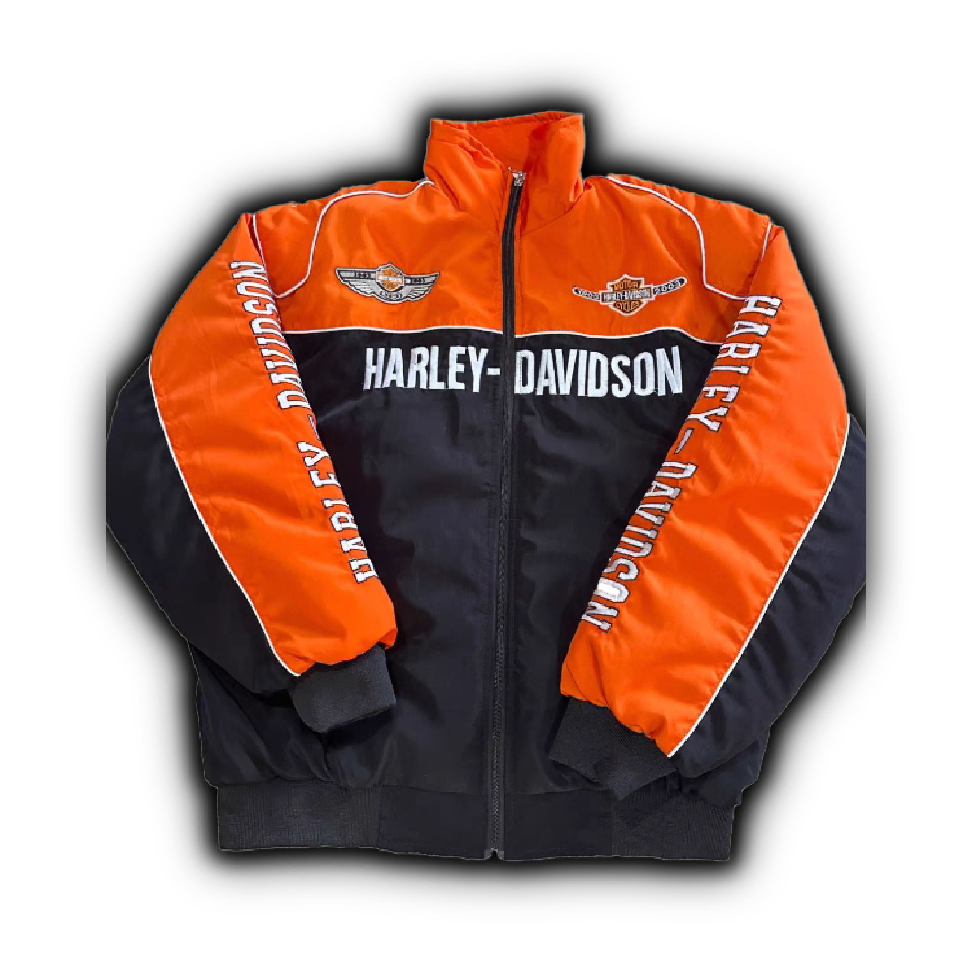 Harley-Davidson Biker-Style Racing Jacket in Orange