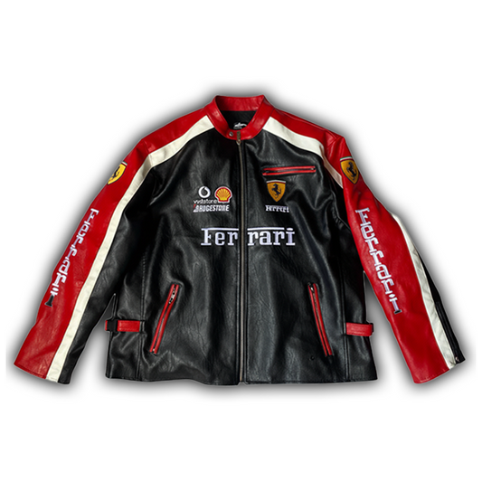 Ferrari フェイクレザーレーシングジャケット レッド