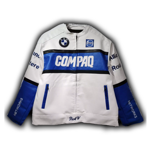 BMW COMPAQ Faux Leather Jacket White 