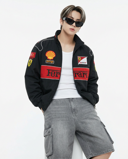 [Spring/Summer/Cottonless] Ferrari F1 Racing Jacket Black