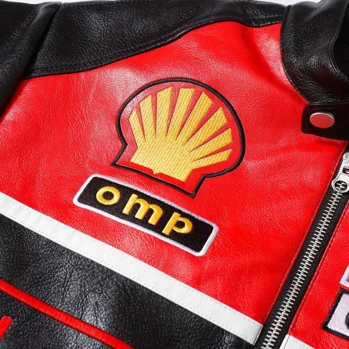 Ferrari Olympus Faux Leather Racing Jacket in Red 