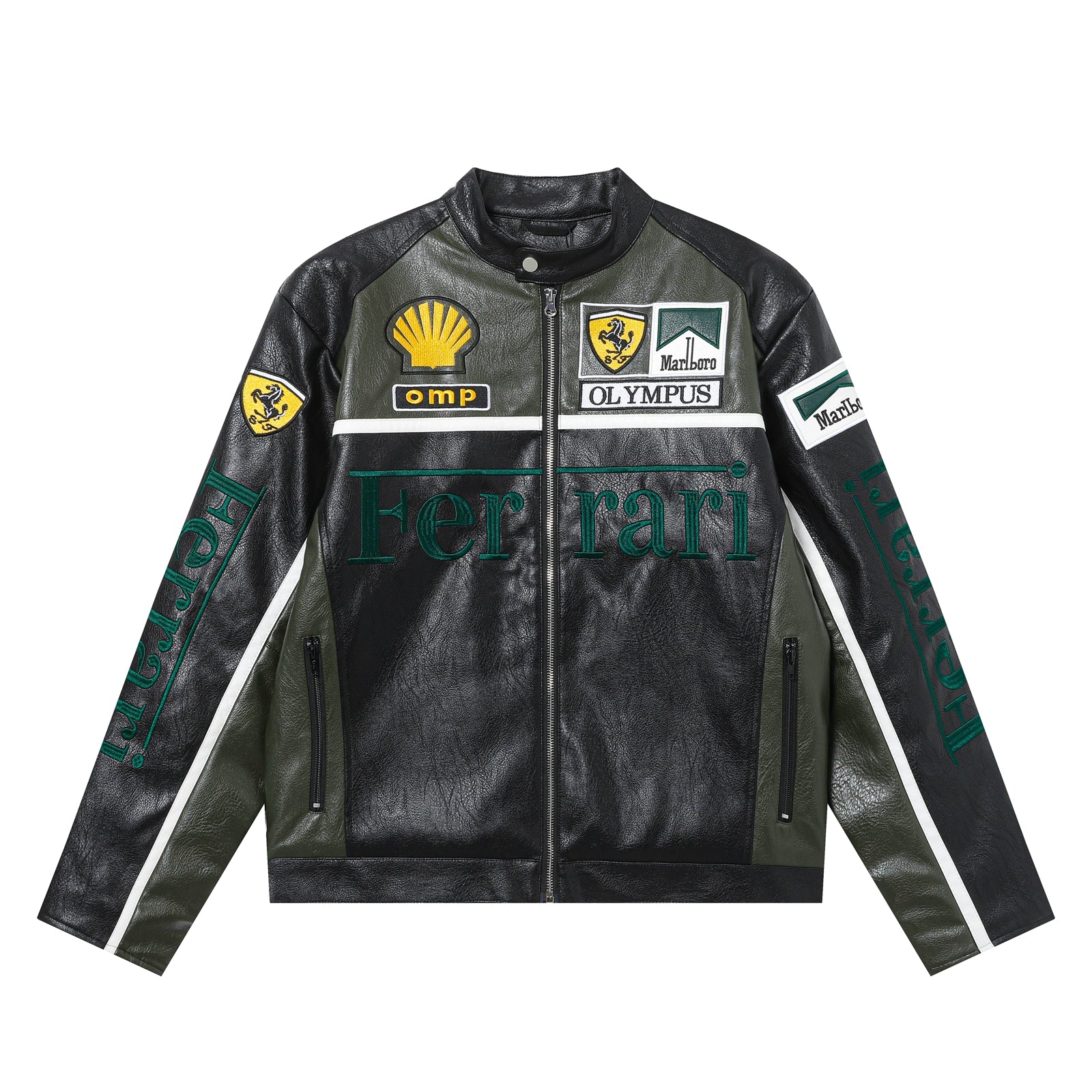 Ferrari Olympus Faux Leather Racing Jacket Green 