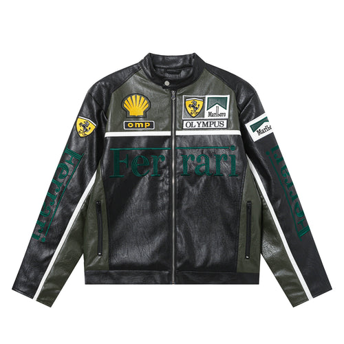 Ferrari Olympus Faux Leather Racing Jacket Green 