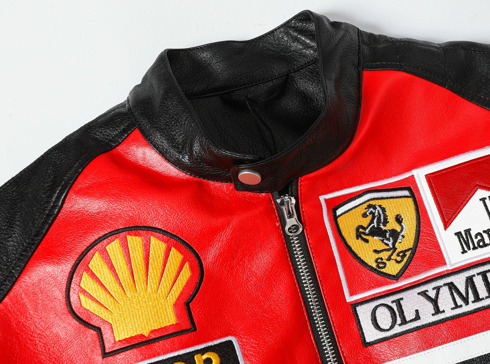 Ferrari Olympus Faux Leather Racing Jacket in Red 