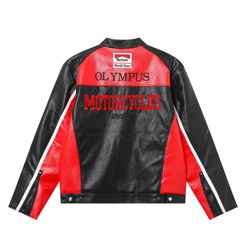Ferrari Olympus Faux Leather Racing Jacket in Red 