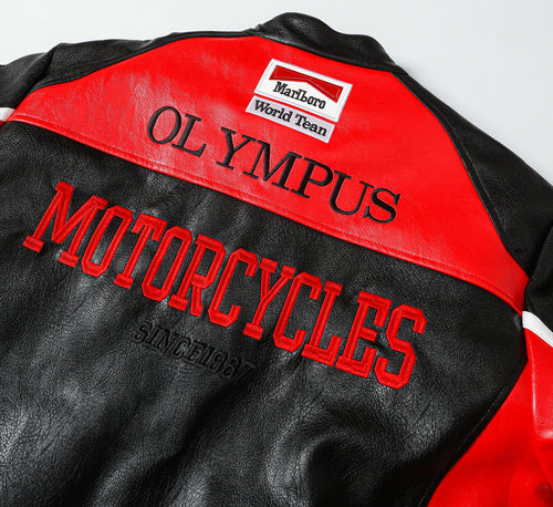 Ferrari Olympus Faux Leather Racing Jacket in Red 