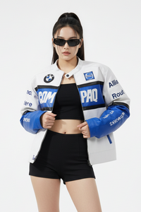 BMW COMPAQ Faux Leather Jacket White 