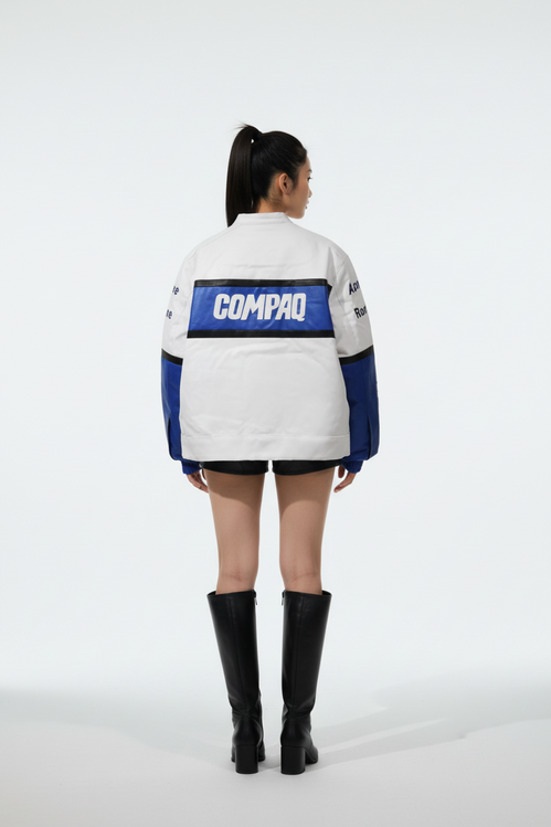 BMW COMPAQ Faux Leather Jacket White 
