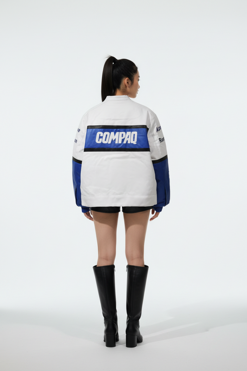 BMW COMPAQ Faux Leather Jacket White 