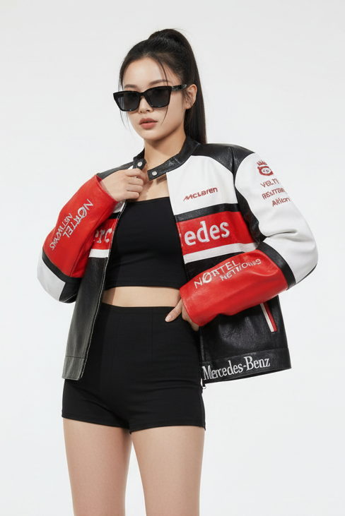 Mclaren x Mercedes-Benz collaboration faux leather jacket 