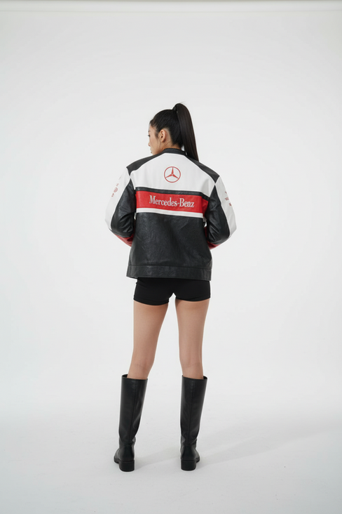 Mclaren x Mercedes-Benz collaboration faux leather jacket 