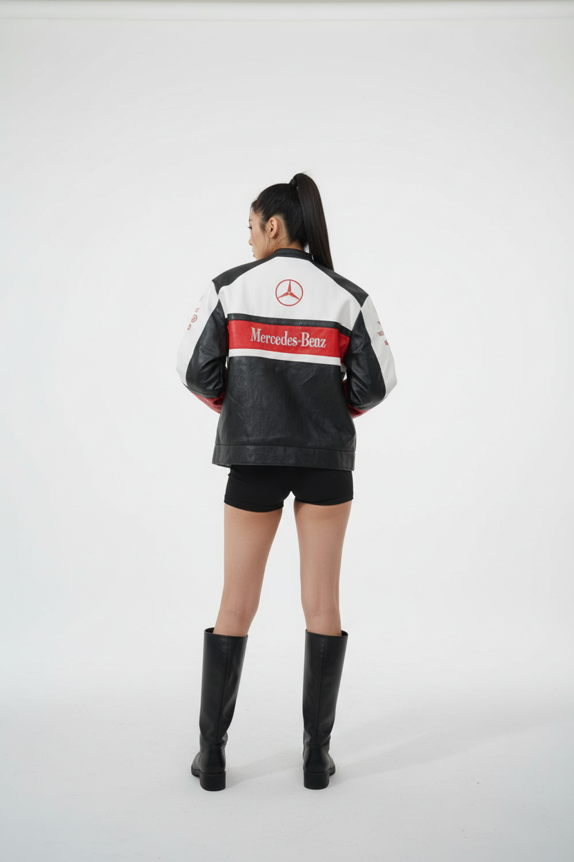 Mclaren x Mercedes-Benz collaboration faux leather jacket 