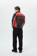 Ferrari Olympus Faux Leather Racing Jacket in Red 
