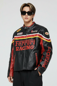 Ferrari RACING Faux Leather Jacket Black 