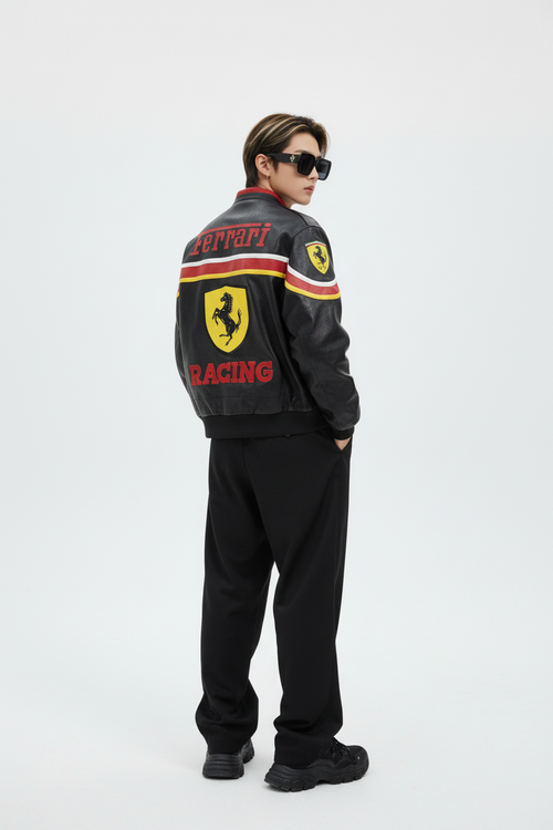 Ferrari RACING Faux Leather Jacket Black 