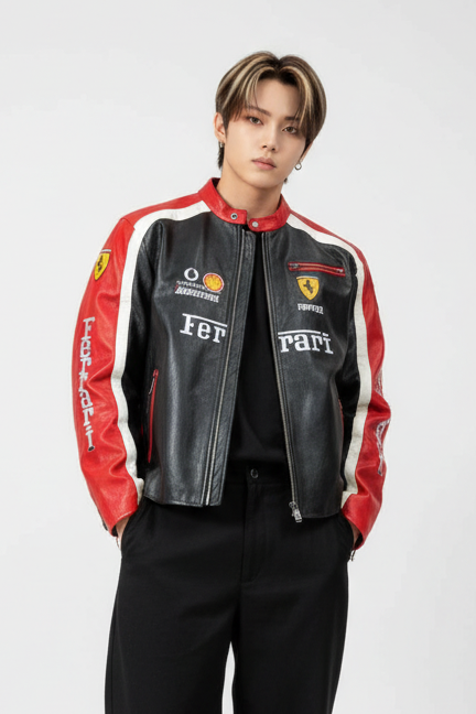 Ferrari Faux Leather Racing Jacket Red 