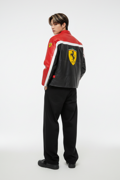 Ferrari Faux Leather Racing Jacket Red 