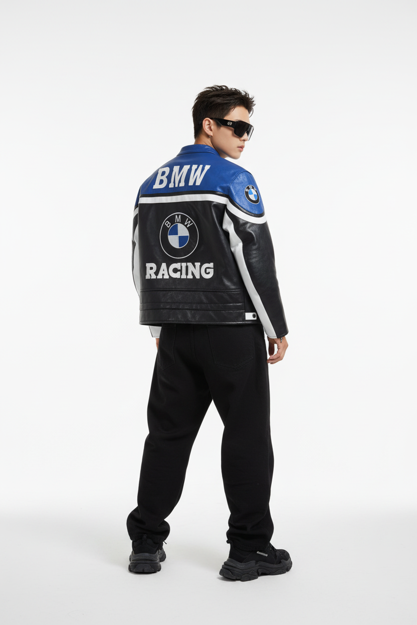 BMW RACING Faux Leather Jacket Black 