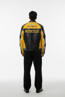 Ferrari Olympus Faux Leather Racing Jacket in Yellow 