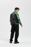 Monster Faux Leather Racing Jacket Green 