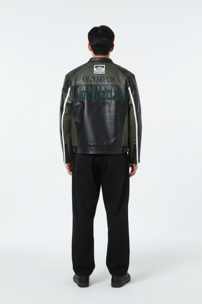 Ferrari Olympus Faux Leather Racing Jacket Green 