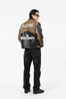 Marlboro Faux Leather Racing Jacket in Brown 