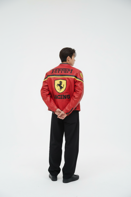 Ferrari RACING Faux Leather Jacket Red 