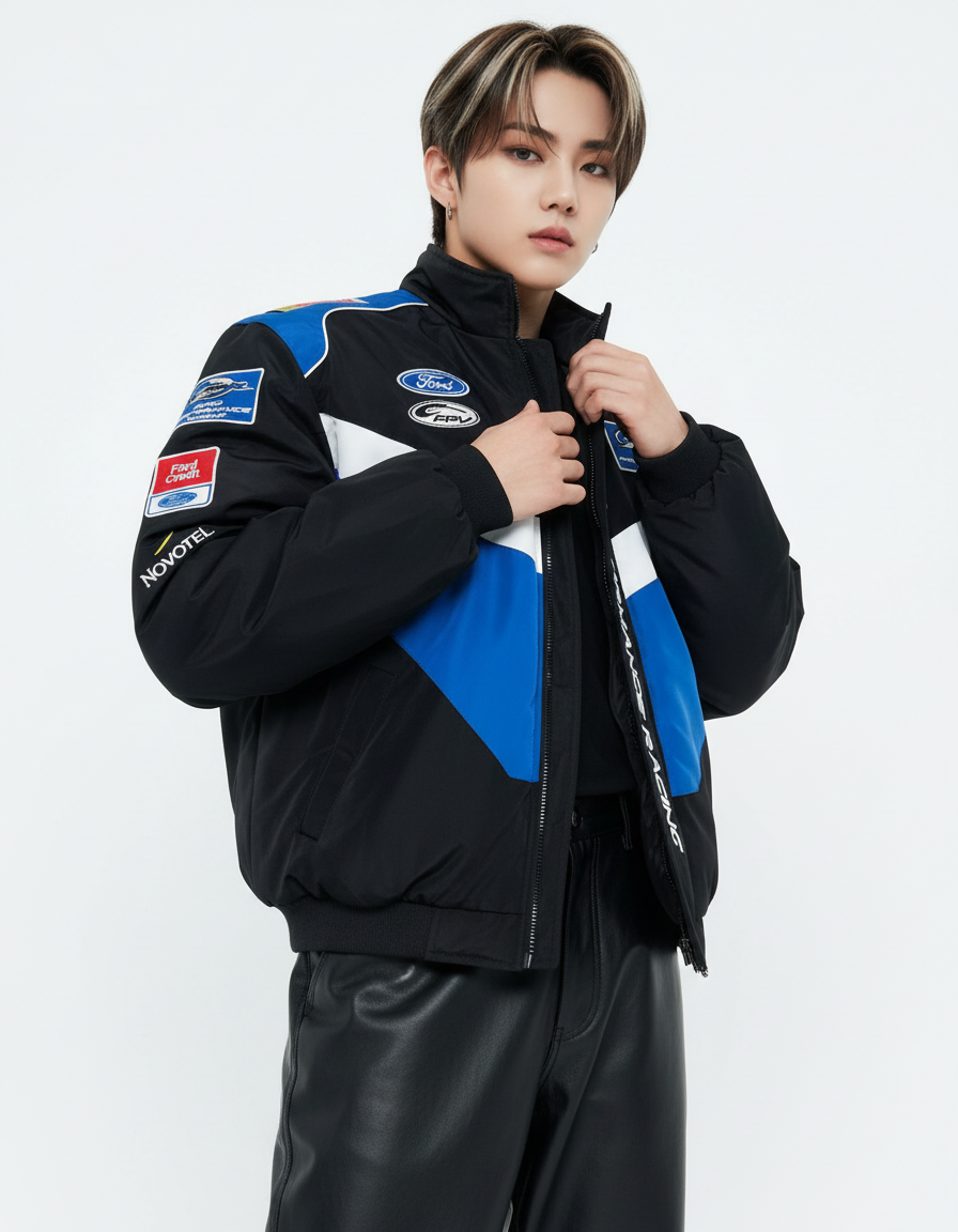 Ford NASCAR レーシングジャケット ブラック＆ブルー（通常版・中綿入り） | 300km/h Club