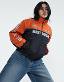 Harley-Davidson Biker-Style Racing Jacket in Orange
