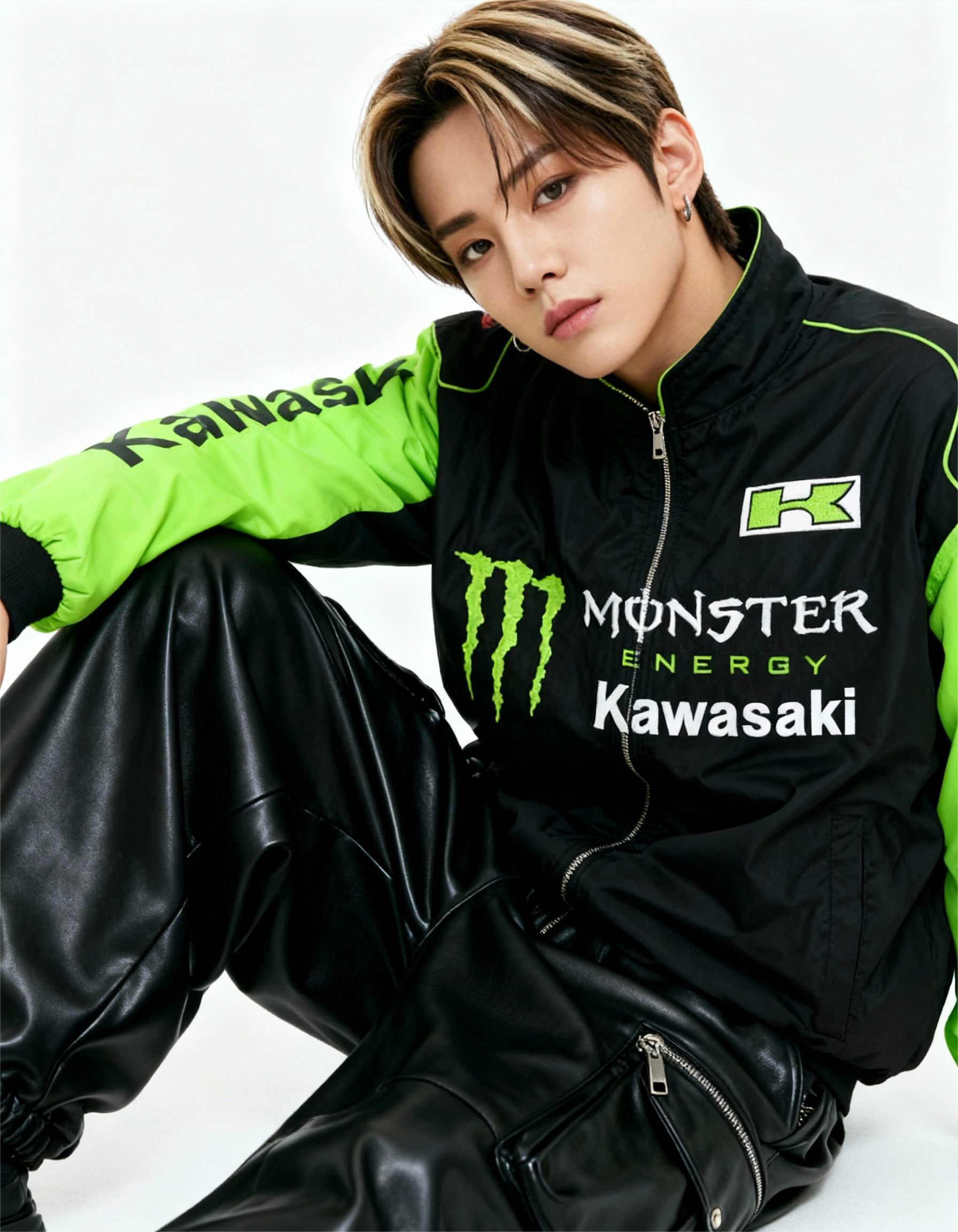 Monster Kawasaki Biker-style Racing Jacket