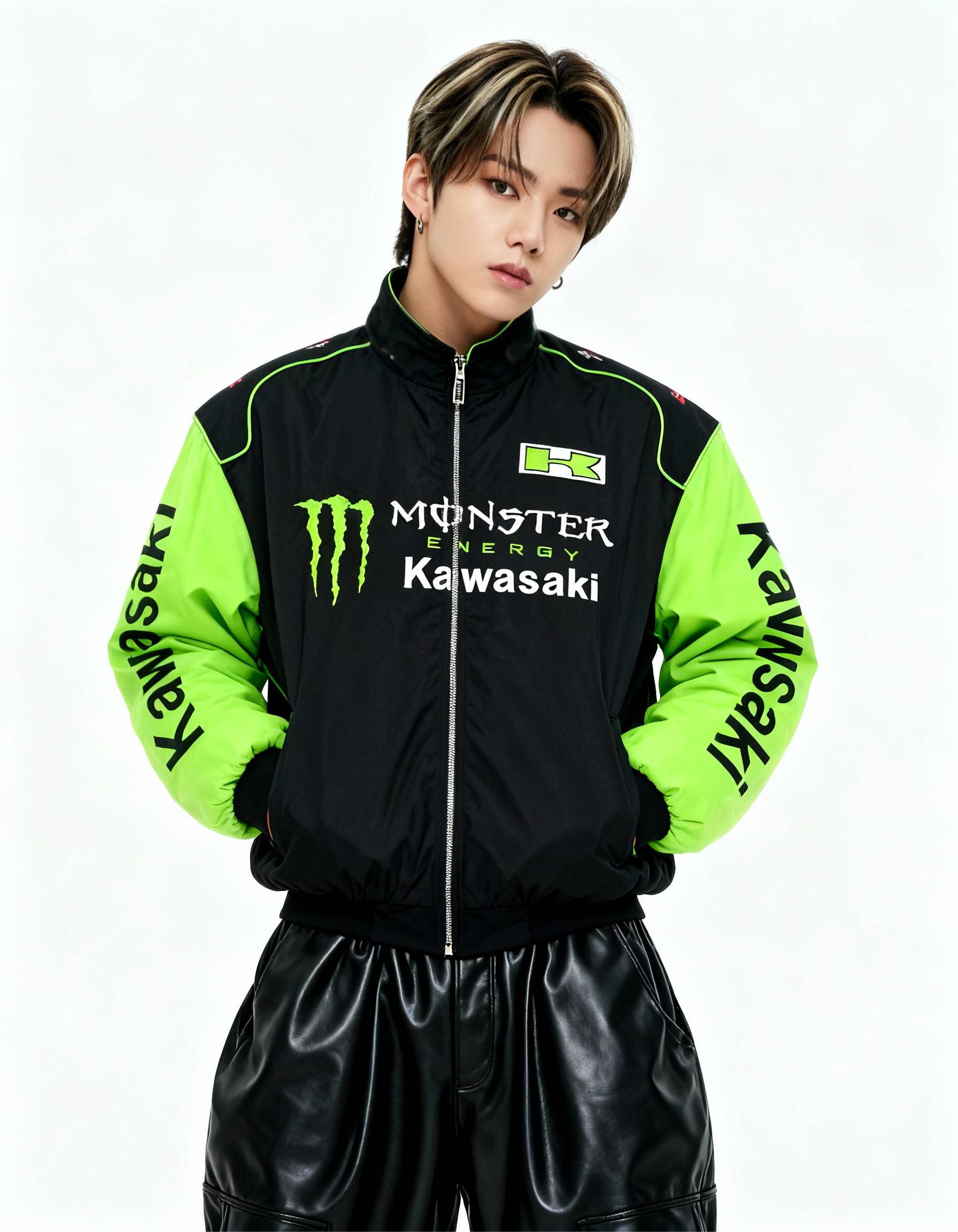 Monster Kawasaki Biker-style Racing Jacket