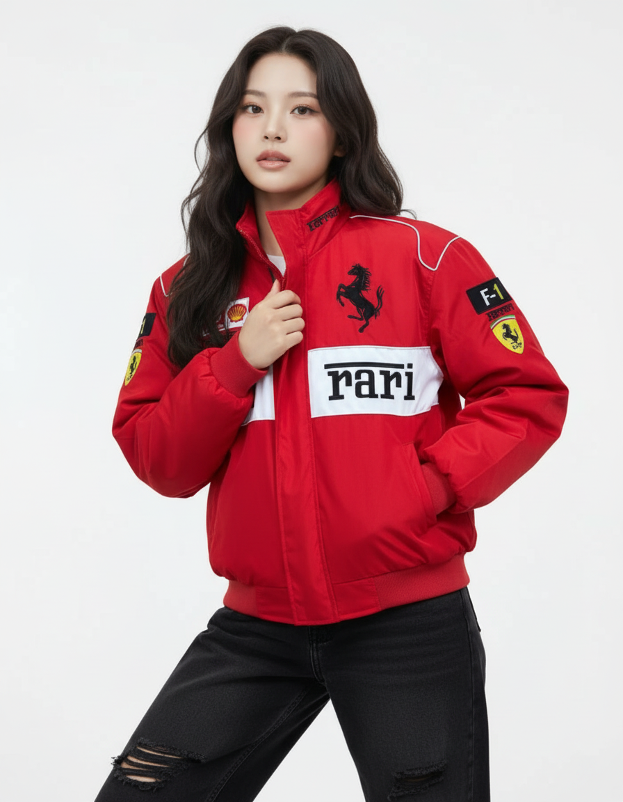 Ferrari F1 Center Split Racing Jacket Red White