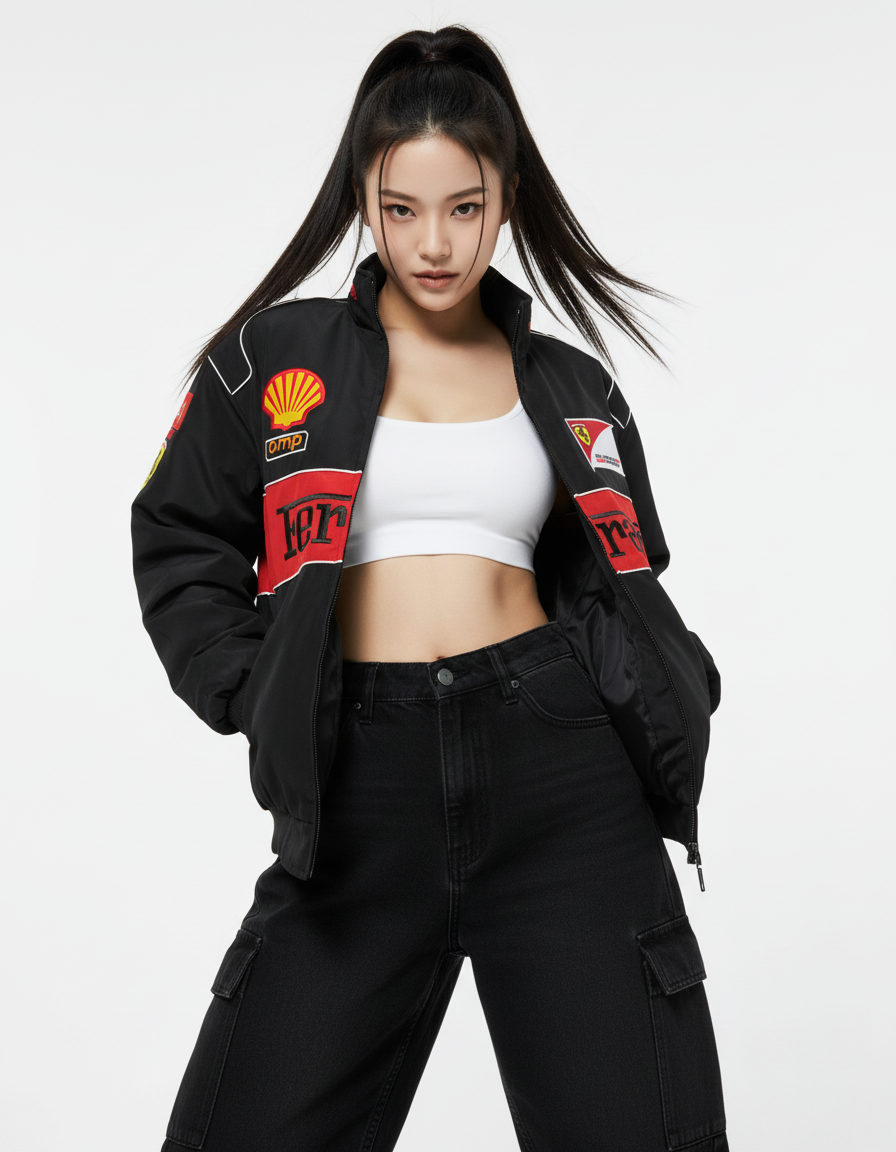 フェラーリ　FERRARI レーシングジャケット　XL ブラック　F1 Ferrari - フェラーリ Ferrari レーシングジャケット 赤黒 ブルゾン