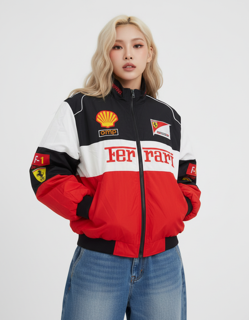 [Spring/Summer/Cottonless] Ferrari F1 Racing Jacket White