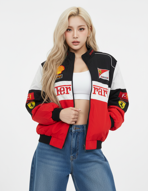 [Spring/Summer/Cottonless] Ferrari F1 Racing Jacket White