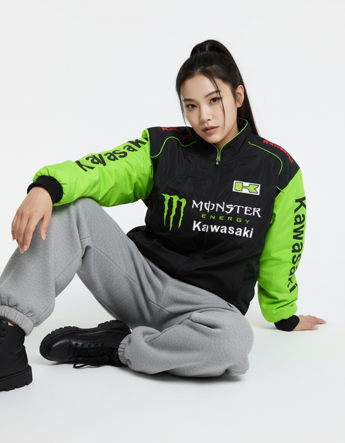 Monster Kawasaki Biker-style Racing Jacket